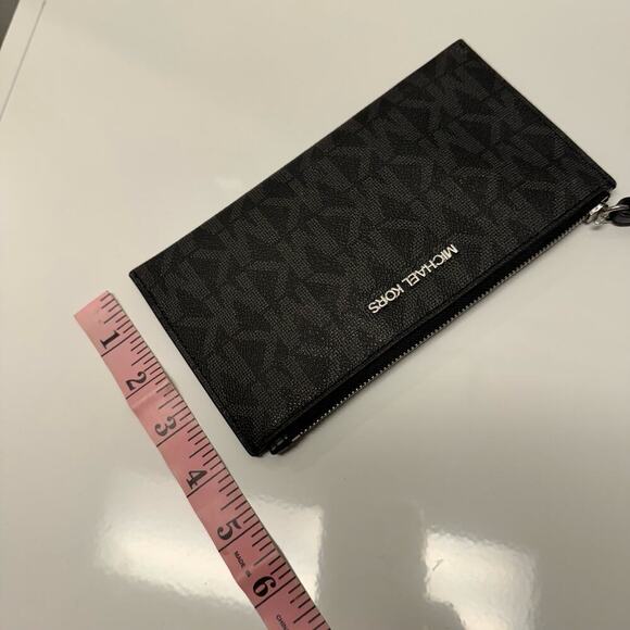 Michael Kors Black Logo Zipper Small Clutch Wristlet Purse Designer - Picture 10 of 10